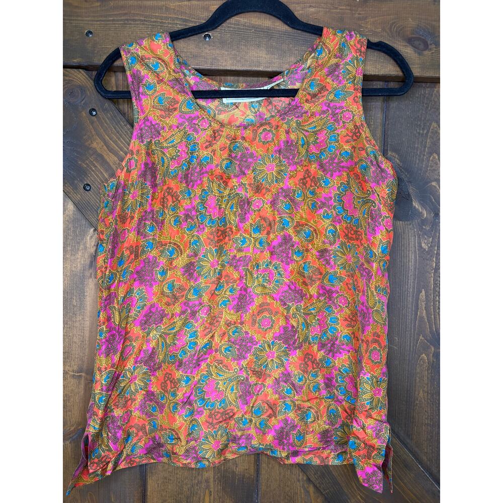 Vintage Casual Corner women’s medium silk boho sleeveless blouse top